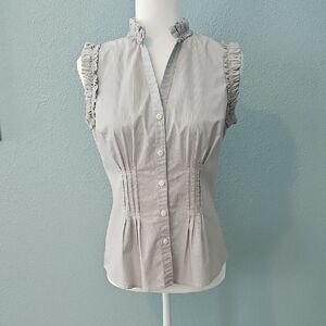 Worthington Light Gray Ruffled Blouse